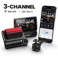 Caméra de recul 3 canaux 1080P avec écran IPS 3 pouces, Wi-Fi intégré, Type-C, batterie 150 mAh, moniteur de stationnement 170°