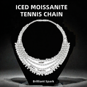 Collier Chaîne Tennis Givrée 2mm 3mm 4mm 5mm 6.5mm Plaqué Or 18K Moissanite Argent Sterling 925 Certifié GRA Bijoux de Luxe - Product Image 2