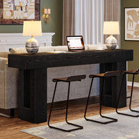 Table console Tribesigns de 63 pouces, table d'entrée style farmhouse avec plateau épais, table rectangulaire en bois pour canapé ou hall d'entrée (noir)