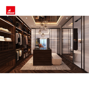 AllandCabinet <span class=keywords><strong>Armoire</strong></span> de rangement pour coiffeuse à portes coulissantes <span class=keywords><strong>avec</strong></span> <span class=keywords><strong>porte</strong></span> en verre et îlot Placard de luxe pour chambre - Product Image 3