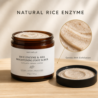 Gommage pour les pieds éclaircissant à l'enzyme de riz et aux AHA, marque privée, exfoliant professionnel pour des pieds lisses et éclatants, 200g