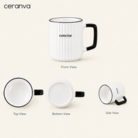 Mug à café en céramique à rayures uniques et minimalistes, écologique, de qualité alimentaire, compatible lave-vaisselle et micro-ondes, en stock, pour la maison et le bureau