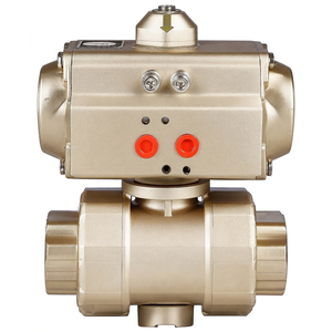 Vanne à boisseau sphérique en bronze à bride de 1/2 pouce avec actionneur pneumatique pour milieux acides, personnalisable OEM, conception à double union - Product Image 2