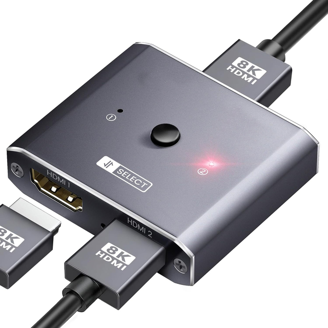 8K Bi-direction HDMI Switch 2 Port Two-way Transmission 2x1 HDMI2.1 Switcher Splitter 2 in 1 Out