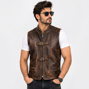 Ceinture en cuir marron <span class=keywords><strong>moutarde</strong></span> pour homme avec fermeture éclair et boucle West Collar - Product Image 1