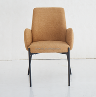 Chaise longue rembourrée en tissu jaune extérieur moderne confortable Salon chaises d'attente KD Structure salle à manger chaise d'accoudoir