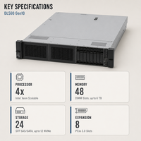 Serveur en rack HPE ProLiant DL560 Gen10 2U, système de refroidissement robuste, plusieurs emplacements PCIe, expédition immédiate pour la virtualisation d'entreprise