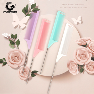 Nhãn Hiệu Riêng Màu Hồng Tóc Nhuộm Màu Chia Tay Lược Salon Tạo Kiểu Rat Đuôi Carbon Răng Lược Cho Phụ Nữ Nhựa Xử Lý Đuôi Lược - Product Image 1