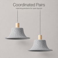 Lampes suspendues en feutre qui absorbent l'écho de la pièce et atténuent le bruit, pour une ambiance plus calme et plus silencieuse dans les salles à manger, les bureaux et les halls.