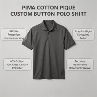 Polo en piqué de coton haute performance pour le bureau, personnalisé, à boutons, coupe rigide et infroissable