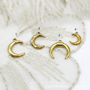 Colgantes de Moda de Acero Inoxidable 316L con Baño de Oro de 14k y 18k, Resistentes al Deslustre, con Dijes de Luna de Zirconia para Fabricación de Joyas (Collares y Pulseras) - Product Image 6