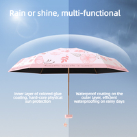Parapluie de poche floral ultra-léger 5 plis en vinyle anti-UV personnalisé pour femme, idéal soleil et pluie, portable, cadeau de voyage
