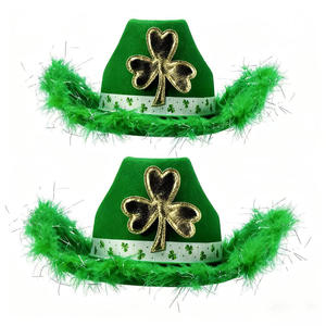 Chapeau de cowboy pour fête de la Saint-Patrick, bord effiloché, trèfle, vert, fête de carnaval, fil argenté, chapeaux de cowgirl nationaux irlandais - Product Image 1