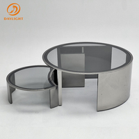 Meubles de salon table basse avec dessus en verre ensemble de table basse ronde noire luxe moderne