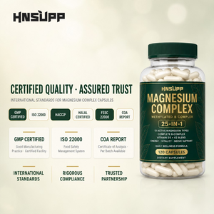 Cápsulas de <span class=keywords><strong>Complejo</strong></span> de Magnesio 25 en 1 de Marca Privada OEM, <span class=keywords><strong>Complejo</strong></span> <span class=keywords><strong>B</strong></span> Metilado, Vitamina D3 K2, Apoyo Energético y Nervioso, 120 Unidades - Product Image 4