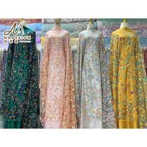 कस्टम निर्मित निजीरियन ब्राइडल कढ़ाई फीता कपड़े बेडेड लक्जरी उच्च गुणवत्ता वाले थोक सोने के फीता कपड़े - Product Image 6