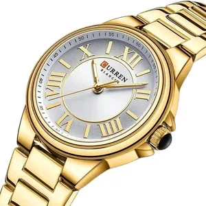 女性のためのCURREN時計9091エレガントなレディースブレスレット時計レディースクォーツ腕時計ファッションステンレス鋼クォーツ女性時計