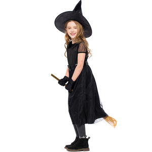 Costume de sorcière en maille noire pour enfants, idéal pour les spectacles d'Halloween et les jeux de rôle déjantés - Product Image 2
