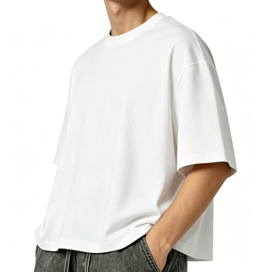 T-shirt coupe carrée, T-shirt court, T-shirt homme oversize à épaules tombantes, T-shirt en coton épais style streetwear pour personnalisation de <span class=keywords><strong>marque</strong></span> - Product Image 3