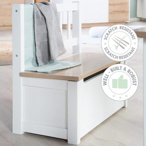 <span class=keywords><strong>Banc</strong></span> d'enfant verni en bois naturel et blanc avec le frein <span class=keywords><strong>de</strong></span> couvercle et la surface enduite - Product Image 5