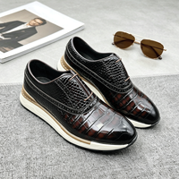 1 paire MOQ, chaussures décontractées pour hommes en cuir de haute qualité à semelle épaisse, baskets en cuir à motif crocodile, chaussures habillées décontractées pour affaires