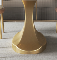 Table à manger en marbre simple pour la maison moderne, bar et hôtel, réglable avec pieds en métal et design de villa