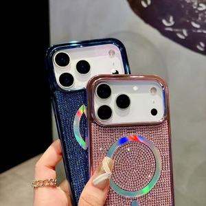 Sang Trọng Kim Cương đầy đủ bao phủ điện thoại di động trở lại Trường hợp với từ tính sạc điện thoại di động bìa cho Iphone 17 Pro Max - Product Image 4