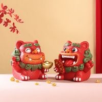 Statue de Lion Divin en Résine de 8,5 Pouces, Artisanat Traditionnel Chinois, Ornement Porte-Bonheur Feng Shui, Décoration pour Bureau et Étagère, Cadeau Traditionnel Chinois