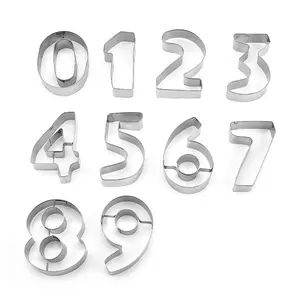 9 Pieces 0-9 Number Shape Cookie Cutter Set Big Size Numbers Cookie Mould Biscuit and Cake Mold