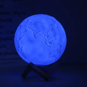 아마존 뜨거운 판매 3D LED 터치 장식 달 밤 스탠드 라이트 램프 화이트 지구 램프 15cm 글로브 테이블 라이트