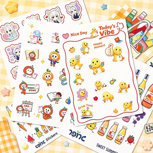 Hojas de Pegatinas Impresas Personalizadas al por Mayor, Pegatinas Decorativas Autoadhesivas Impermeables con Diseño de Panda, Gato, Unicornio y Té de Burbujas - Product Image 4