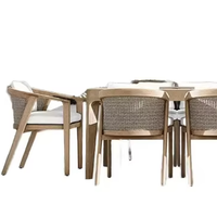 Meubles de patio en teck de style nordique moderne, tables et chaises d'extérieur imperméables pour la salle à manger, les cours, les hôtels, les restaurants, les villas