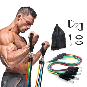 Corda de tensão multifuncional para exercícios físicos, extrator de pedal de ioga com 5 tubos, faixa de resistência elástica para alongamento e treinamento do abdômen