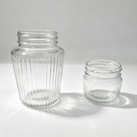 150ml 250ml 380ml 500ml Lege dikke glazen weckpotten met verticale strepen en deksels voor voedsel, augurken, fruitconserven en jam