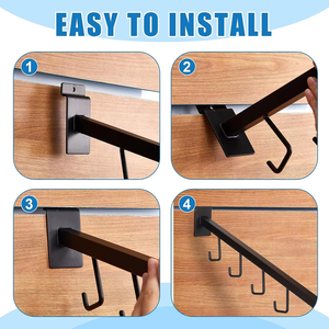 Gancio Espositivo in Metallo per Slatwall, Appendiabiti a Cascata a 5 Ganci per Negozi al Dettaglio, Espositore per Merci e Prodotti - Product Image 3