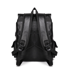 Sacs à <span class=keywords><strong>dos</strong></span> en <span class=keywords><strong>cuir</strong></span> pour hommes, grande capacité, résistant aux chocs, étanche, mince, 15.6 pouces, pour ordinateur portable, avec chargeur usb - Product Image 4