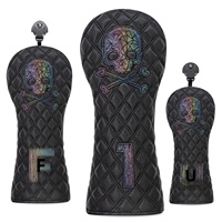 Housses de protection pour clubs de golf en PU avec motif crâne dégradé pour driver, fairway woods et putter - Housses de protection imperméables (styles A/B)
