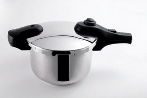 Olla a Presión Ecológica de Acero Inoxidable <span class=keywords><strong>SAM</strong></span> con Válvula de Presión, Mango de Madera, Fondo de Aluminio, Sin Revestimiento Interior - Product Image 1