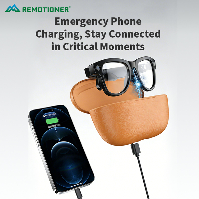 2026 Ai Smart Glasses with 800W HD Camera WiFi Visual Translation Power Bank Charging Case