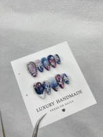 Vente en Gros 10 Pièces Faux Ongles en Gel Peints à la Main – Magnifiques Ongles Acryliques de Luxe Faits Main à Coller de Haute Qualité