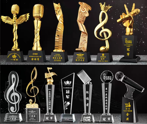 Benutzer definierte Logo Music Trophy Geschenk box Religiöses Europa Painted Metal Trophy black Award Trophäe und Medaillen Black Gold Business Gift - Product Image 1