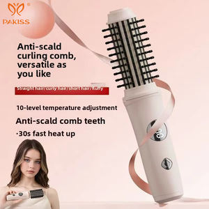 Peigne chauffant électrique sans fil double usage PAKISS pour lisser et boucler les cheveux, USB, anti-brûlure, dents en plastique, ions négatifs - Product Image 4