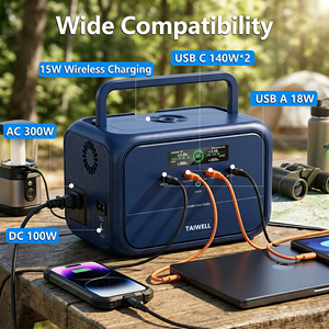 300W 288Wh Solar Power Station Rechargeable Generator with Qi Wireless Charging <b>LED</b> <b>Flashlight</b> for Outdoor Emergency - Product Image 5