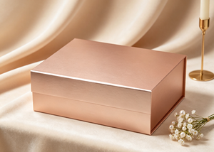 Rigid Two-piece Eco-Friendly Gift <b>Box</b> Magnetic Closure Reinforced <b>Cardboard</b> Core Metallic Matte Rose Gold Film Exterior Crisp - Product Image 5