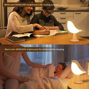 Lampe de nuit LED en forme d'oiseau/canard/lapin, en silicone/bois, lumière de sommeil, Rechargeable par USB, capteur tactile, lampe de chevet pour chambre à coucher pour enfant - Product Image 4