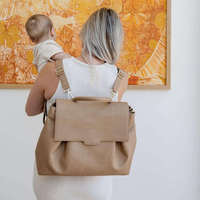 Sac à langer pour bébé en cuir PU de style féminin très apprécié, sac à dos de maternité avec sangles pour poussette