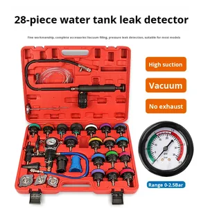 28 Pieces Steel Car Radiator <span class=keywords><strong>Leak</strong></span> <span class=keywords><strong>Detector</strong></span> Inflator Pressure Gauge <span class=keywords><strong>Water</strong></span> Box Tank Tester Universal Fitment Sistema de Refrigeração Ferramentas - Product Image 2