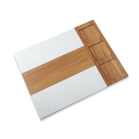 Ensemble de planches de service rectangulaires minimalistes en marbre et acacia écologiques 2025 avec bols en céramique et plateau de découpe pour la présentation des aliments en hôtellerie