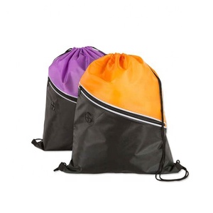 Sac à dos unisexe en polyester avec logo personnalisé, doublure en maille rouge et marine, sac de sport portable, capacité inférieure à 23 litres, poignée en corde - Product Image 6