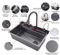 Robinet de lavabo moderne à 3 compartiments en acier inoxydable chromé, cascade numérique LED de haute qualité, multifonctionnel, à cuve unique